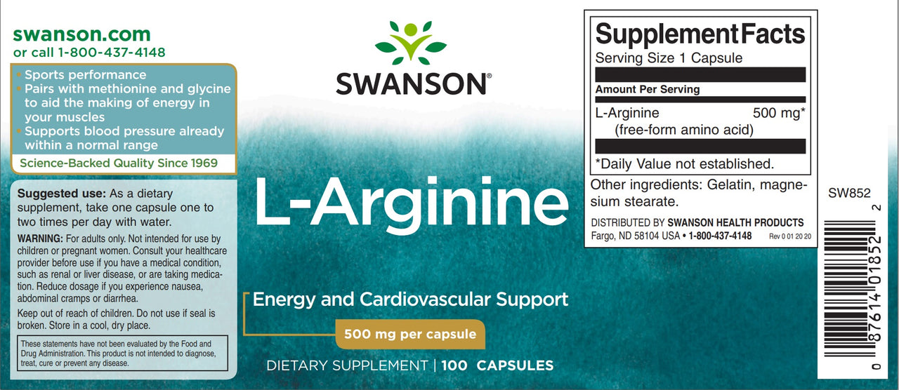 L-Arginine - 500 mg 100 gélules - label