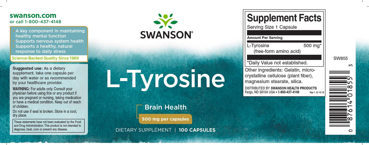 L-Tyrosine - 500 mg 100 gélules - label