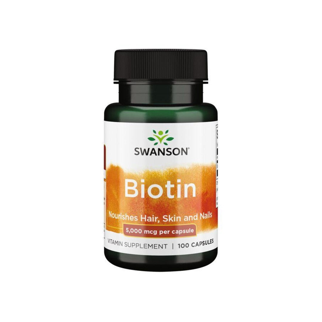 Swanson Biotine - 5 mg 100 gélules, un complément alimentaire.