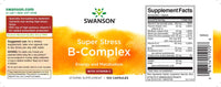 Vignette de l'étiquette de Swanson B-Complex avec Vitamine C - 500 mg 100 gélules.