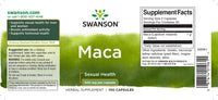 Vignette de l'étiquette de Swanson Maca - 500 mg 100 gélules.