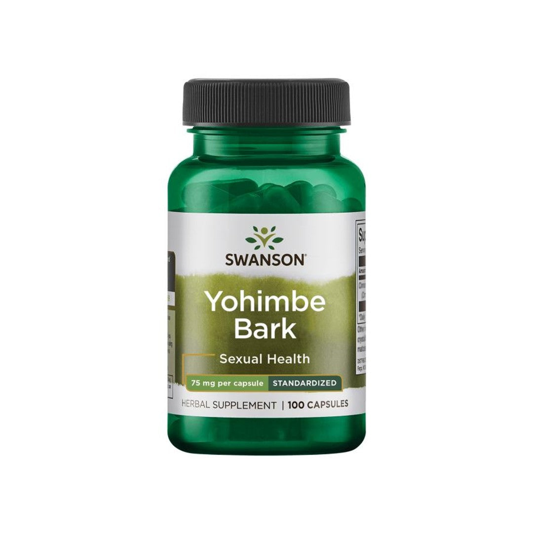 Swanson Yohimbe Bark - 75 mg 100 capsules for enhanced libido and sexual health.