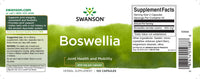 Vignette de l'étiquette du complément alimentaire Boswellia - 400 mg 100 gélules de Swanson.