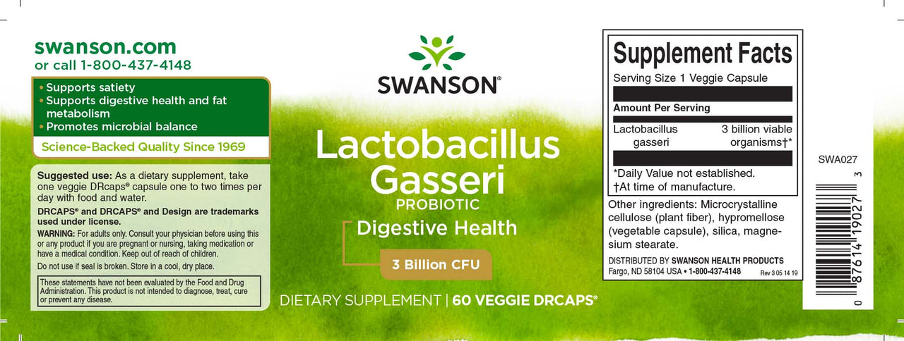 Lactobacillus Gasseri 3 milliards d'UFC - 60 gélules végétales - label