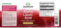 Vignette pour Swanson Alpha Lipoic Acid - 600 mg 60 gélules supplément.