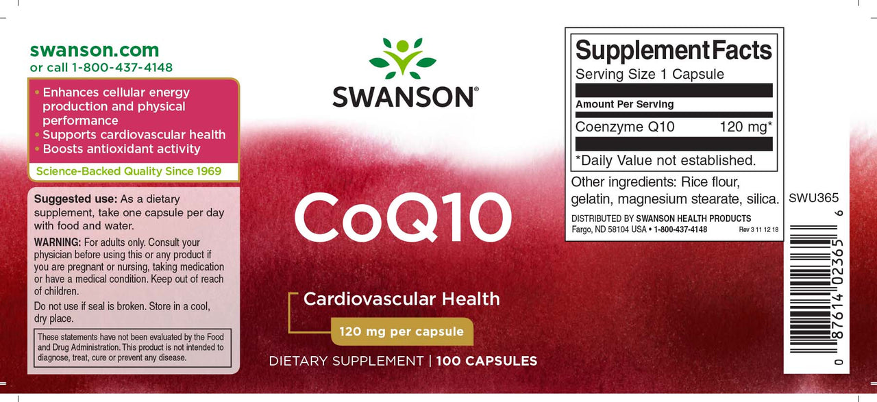 Coenzyme Q1O - 120 mg 100 gélules - Swanson Coenzyme Q1O - 120 mg 100 gélules - Swanson Coenzyme Q1O - 120 mg 100 gélules.