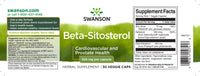 Vignette de l'étiquette du complément alimentaire Swanson Beta-Sitosterol - 320 mg 30 gélules végétales.