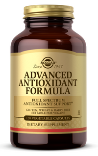 Vignette d'une bouteille de Solgar Advanced Antioxidant Formula 120 gélules végétales.