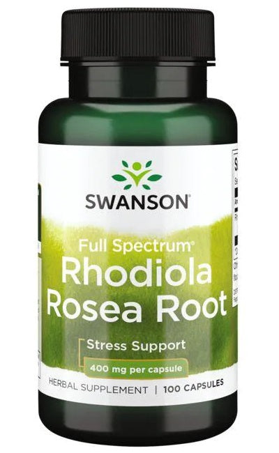 Swanson Rhodiola Rosea Root 400 mg 100 Capsules, une plante adaptogène connue pour réduire le stress.