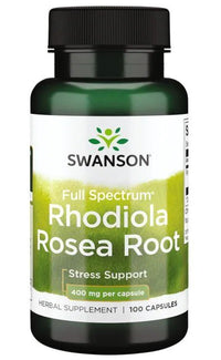 Vignette pour Swanson Rhodiola Rosea Root 400 mg 100 Capsules, une plante adaptogène connue pour réduire le stress.