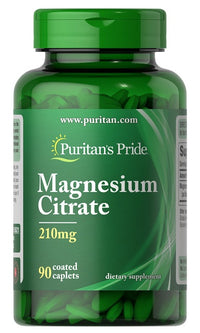 Vignette pour Puritan's Pride Citrate de magnésium 210 mg 90 gélules enrobées.
