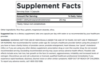 Vignette de l'étiquette d'un supplément Swanson avec des informations sur la DHEA - High Potency - 25 mg 120 gélules.