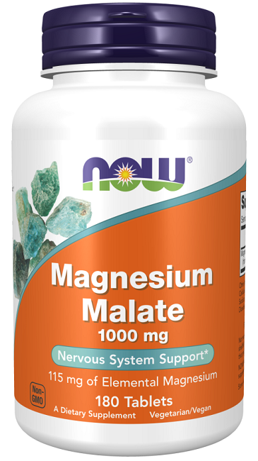 Now Now Foods Malate de magnésium 1000 mg 180 comprimés.