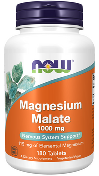 Vignette pour Now Now Foods Malate de magnésium 1000 mg 180 comprimés.