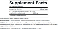 Vignette de l'étiquette du supplément 5-HTP Maximum Strength 200 mg 60 Capsules de Swanson.