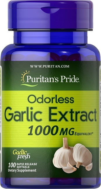 Puritan's Pride Ail inodore 1000 mg 100 capsules molles à libération rapide.