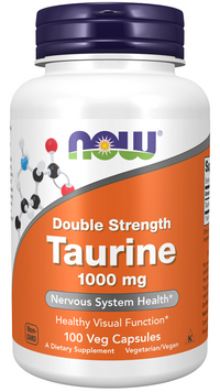 Thumbnail for Now Foods Taurine 1000 mg 100 Vegetable Capsules supports heart health and brain functions with its antioxidant action.